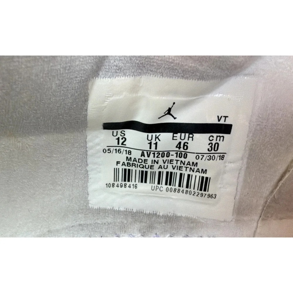 Mens Jordan 12 Running Shoes White 88 Racer White Cement Elephant AV1200-100